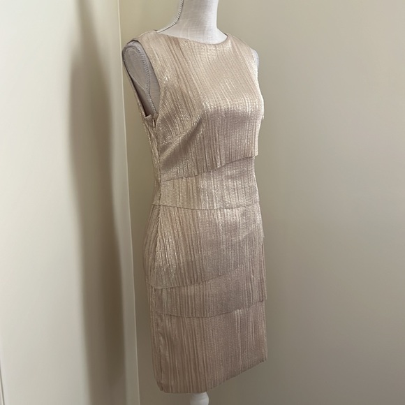 Alex Marie Elegant Gold Sleeveless Dress - Picture 3 of 15